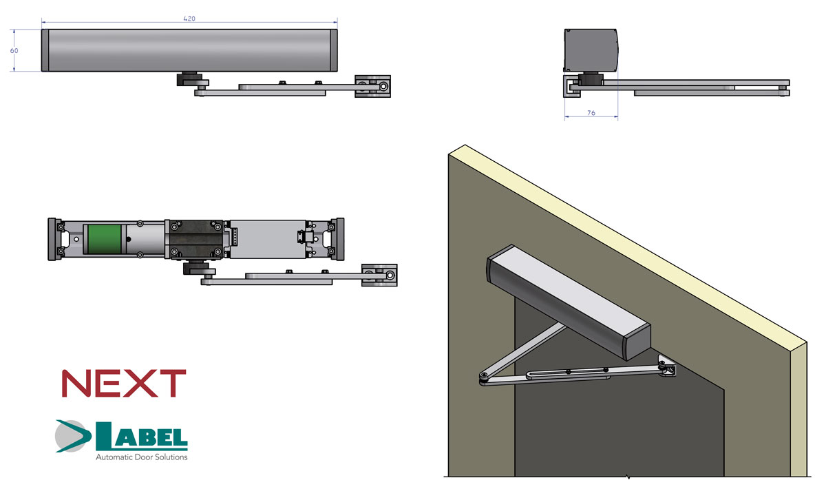 Next porta automatica a battente Label